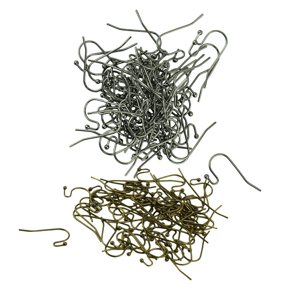 200pcs Brass French Wire Dot Ball Earring Hook Dangle DIY Findings Making