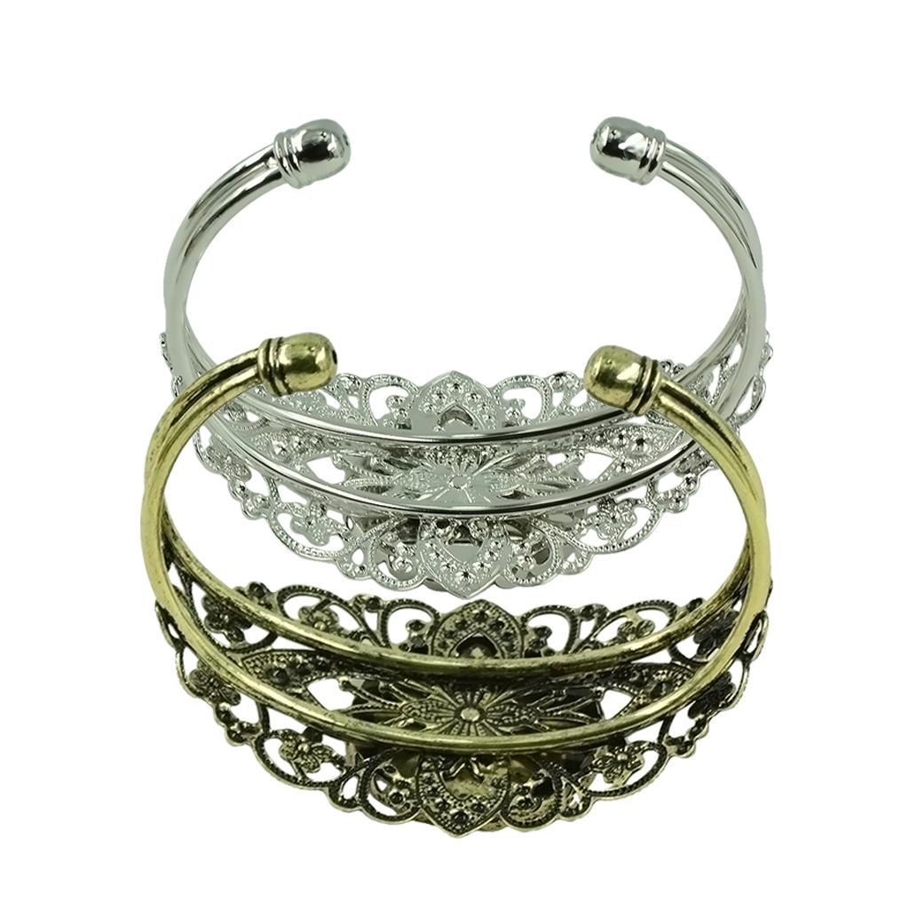 4Pcs Antique Blank Round Cabochon Bezel Setting DIY Bracelet Bangle 25mm