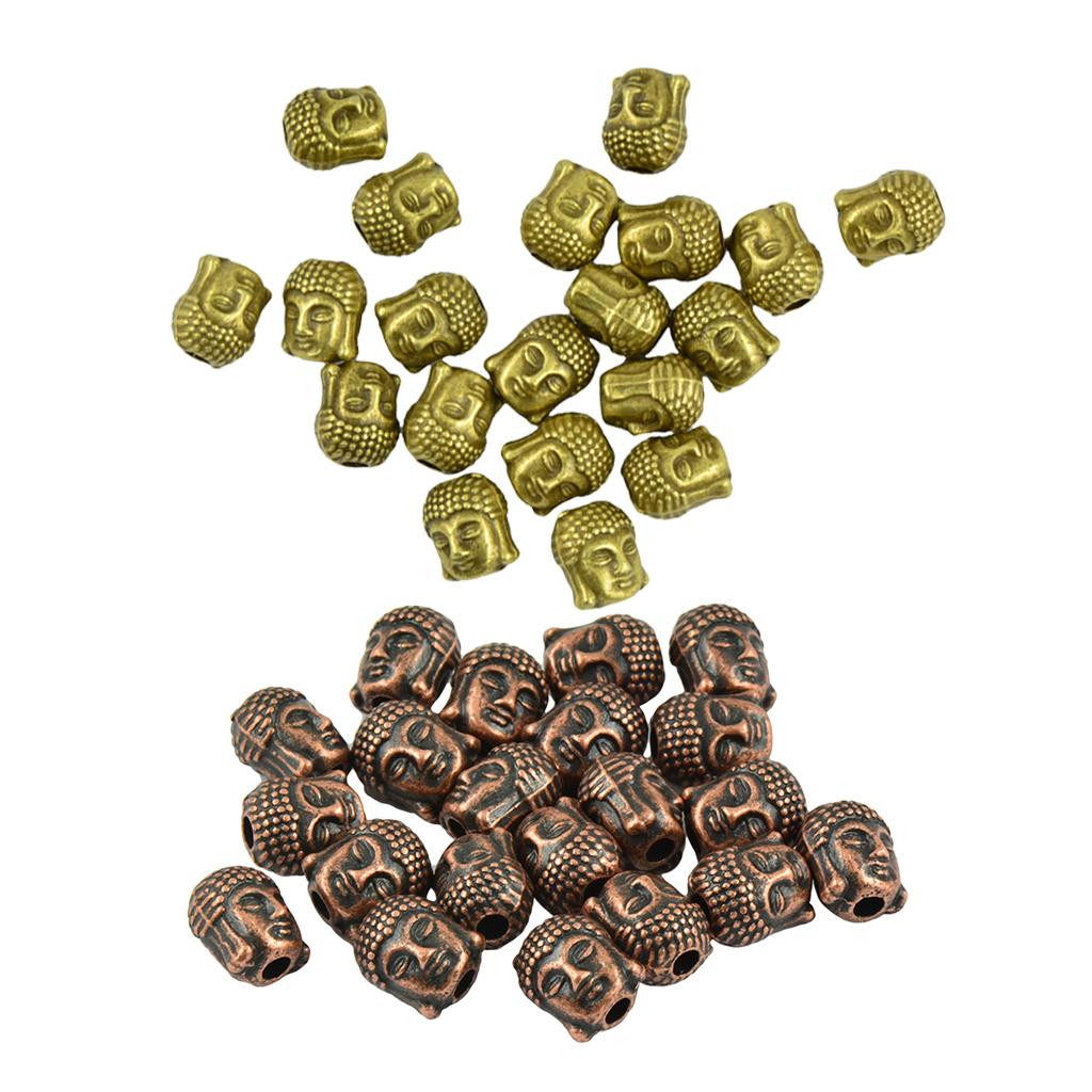 40Pcs 3D Buddha Head Alloy Spacer Beads DIY Jewelry Making Handmade Crafts