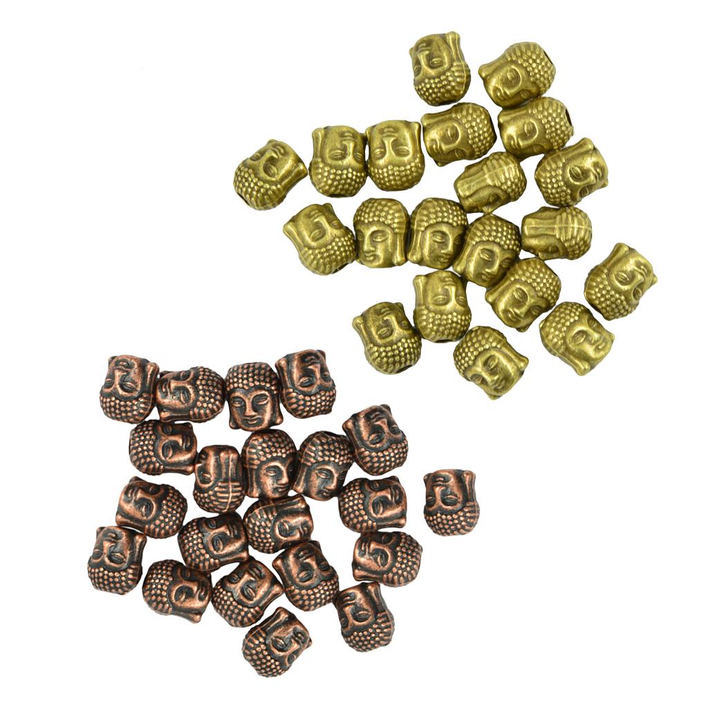 40Pcs 3D Buddha Head Alloy Spacer Beads DIY Jewelry Making Handmade Crafts