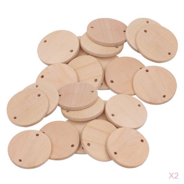 60 Pieces Wholesale Wood Circle Discs Log Discs Untreated Wood Slice DIY