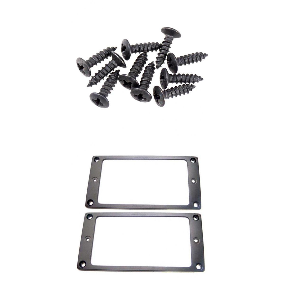 Black Metal Flat Humbucker Pickup Mounting Ring with Screws for Fender ST SQ