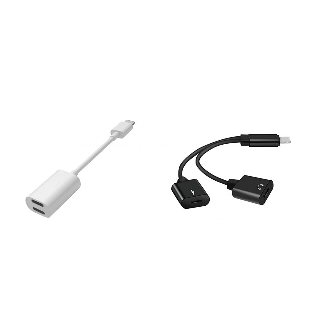 2Pieces Splitter Adapter Dual Audio and Charge Cable for iPhone 7 8 Plus