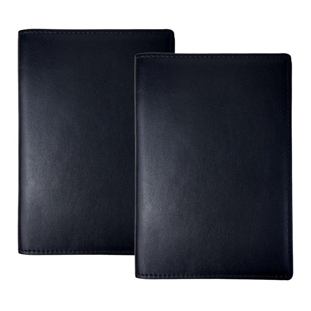 2PCS Genuine Leather Passport Holder RFID Blocking Travel Wallet Cover Case
