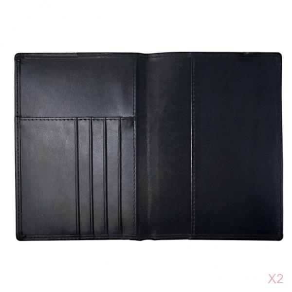 2PCS Genuine Leather Passport Holder RFID Blocking Travel Wallet Cover Case