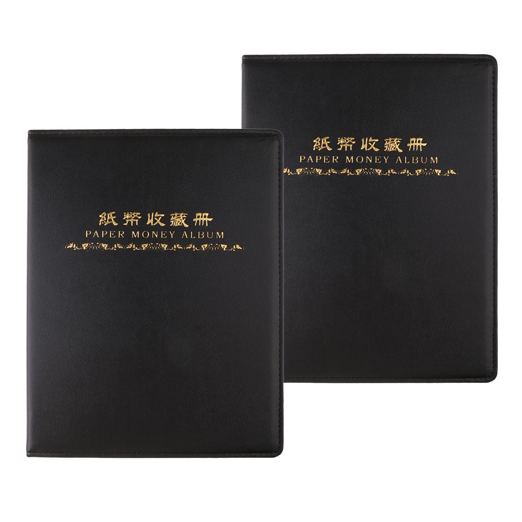 2PCS Home Decor Leather Paper money album 10 sheets Collection Books Black