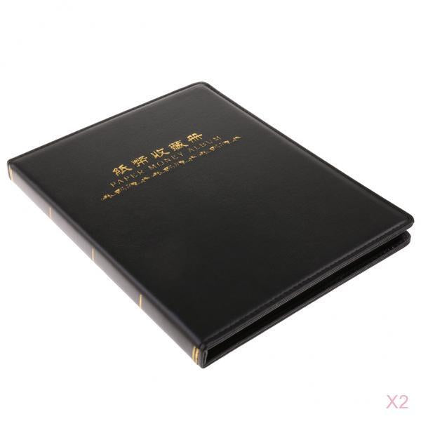 2PCS Home Decor Leather Paper money album 10 sheets Collection Books Black