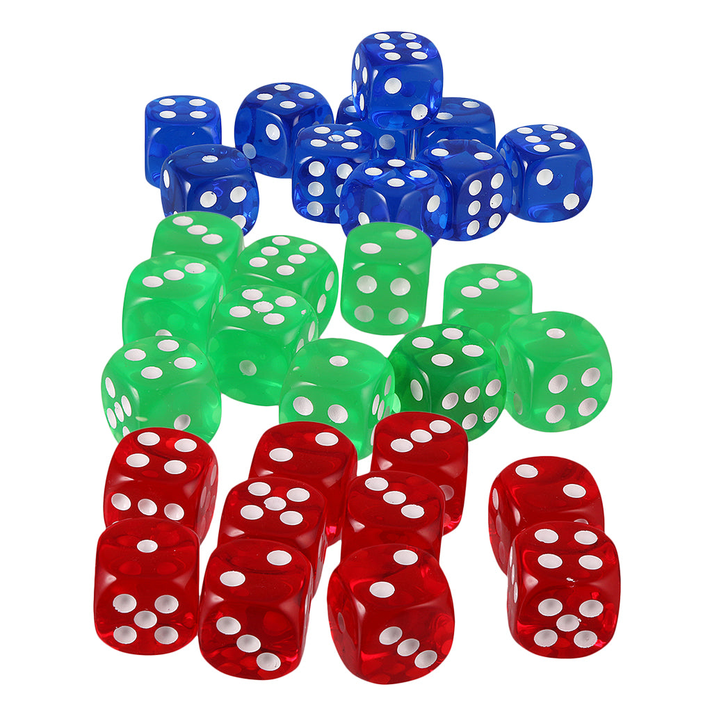 30 Pieces Acrylic Six Sided D6 Dice for D&D TRPG Party Board Game Toys