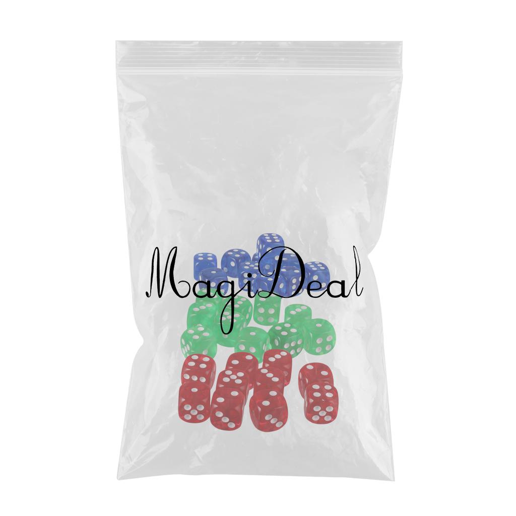 30 Pieces Acrylic Six Sided D6 Dice for D&D TRPG Party Board Game Toys