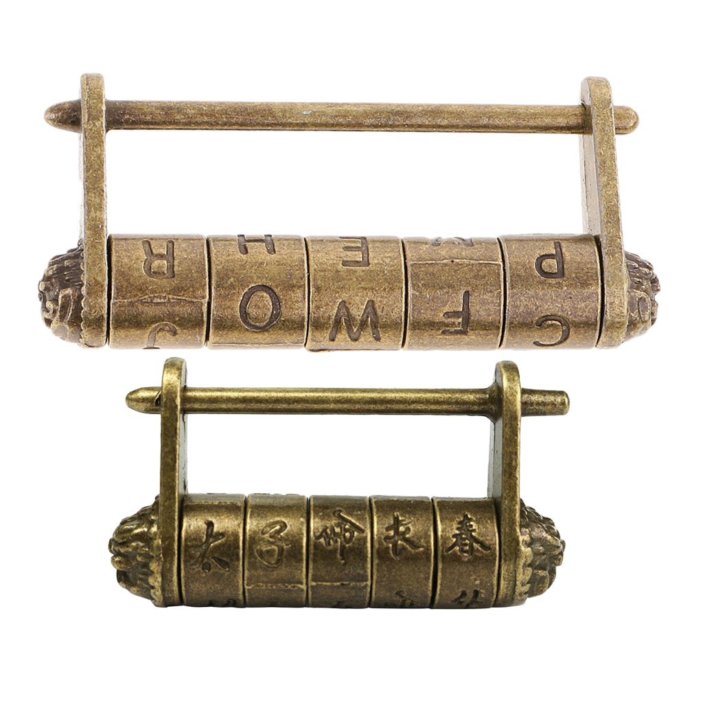 2PCS Vintage Password Padlock Jewelry Box Lock Furniture Hardware Lock