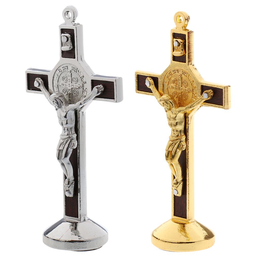 2PCS Crucifix Jesus Christ Cross Statue Figurine for Car Home Chapel Decor
