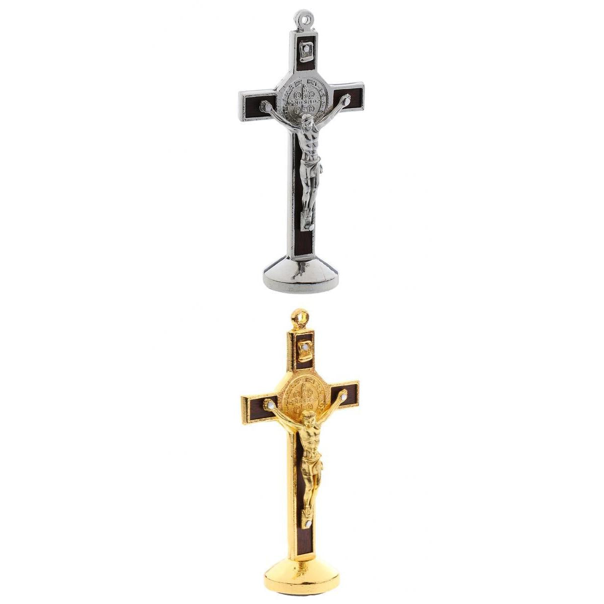 2PCS Crucifix Jesus Christ Cross Statue Figurine for Car Home Chapel Decor