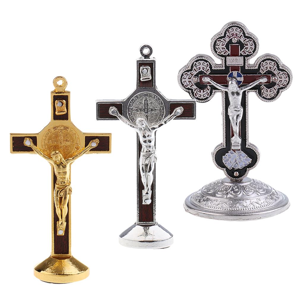 3X Crucifix Jesus Christ Cross Statue Figurine for Car Home Chapel Decor