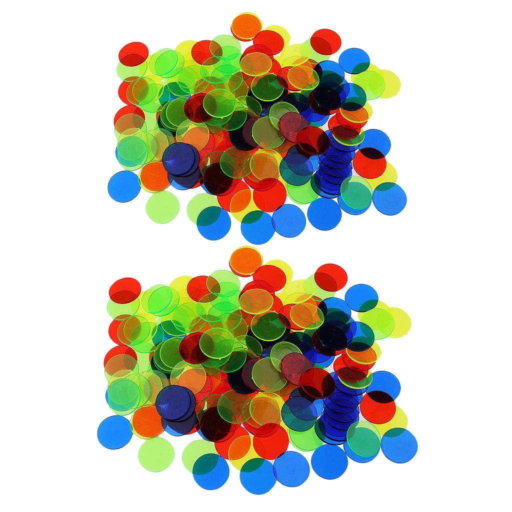 200 Pieces Translucent Bingo Chip 3/4 Inch for Bingo Game Cards Mixed Color