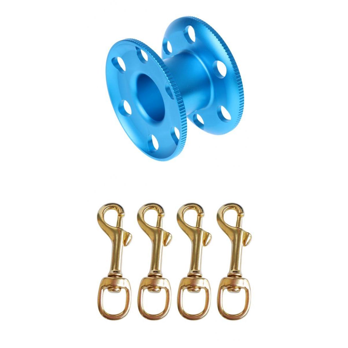 Aluminum Alloy Scuba Diving Diver Finger Spool Reel with 4 Swivel Bolt Snap