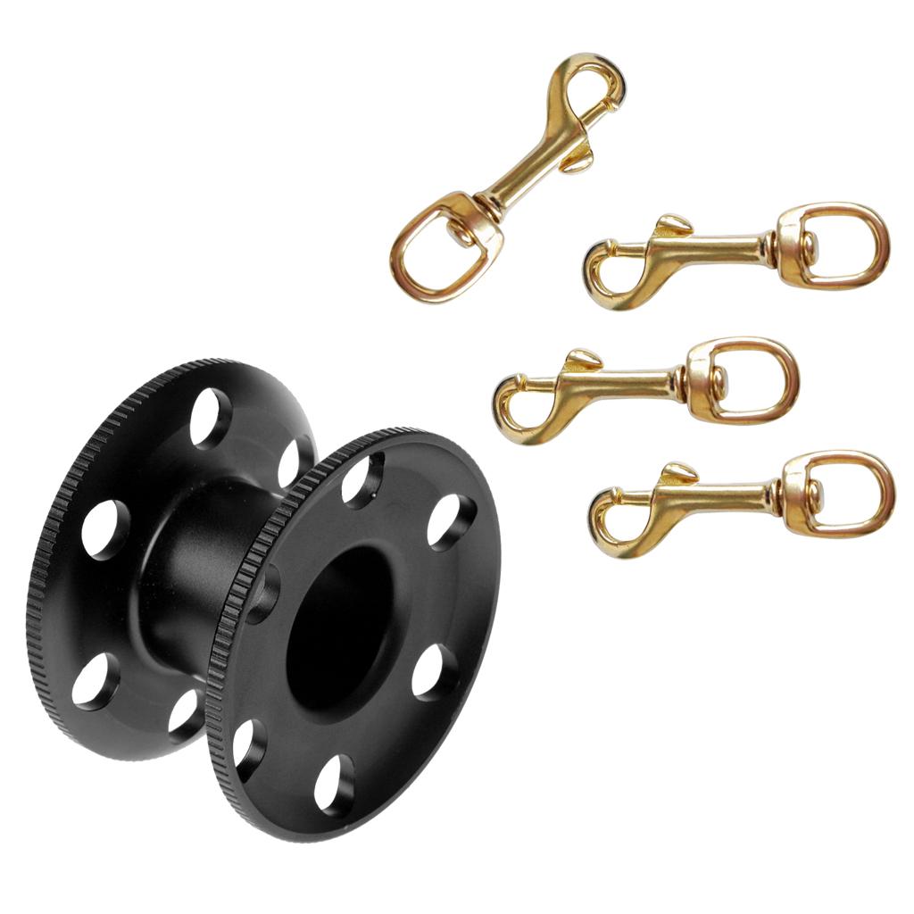 Aluminum Alloy Scuba Diving Finger Reel Guide Line Spool with 4 Bolt Snap