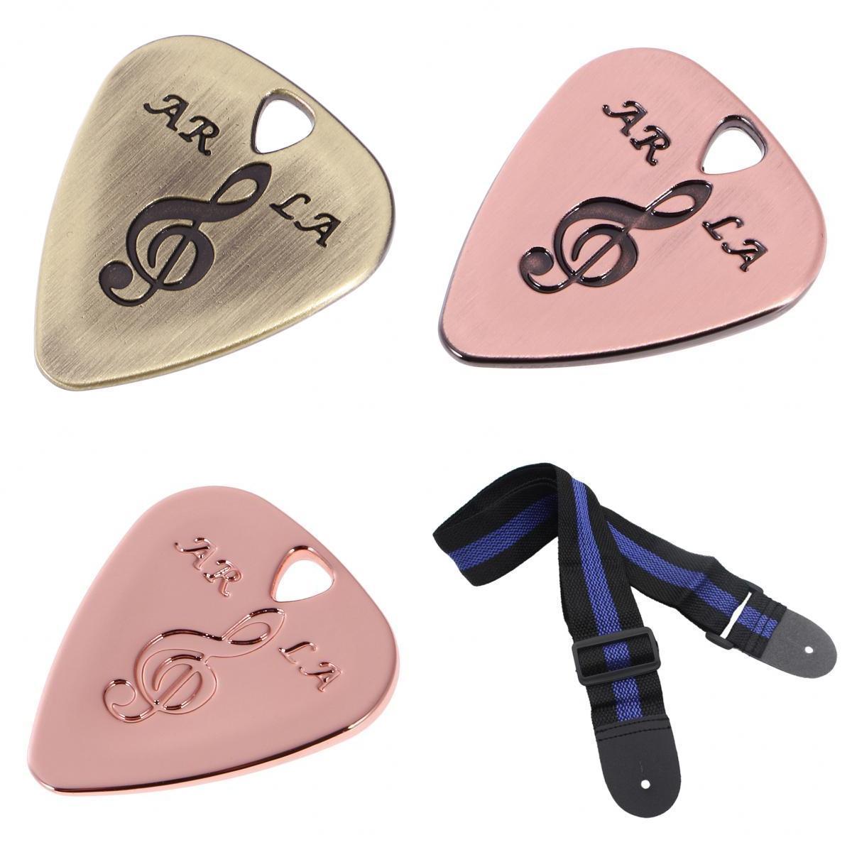 Adjustable Nylon Guitar Strap with 3pcs Picks Plectrums for Guitar