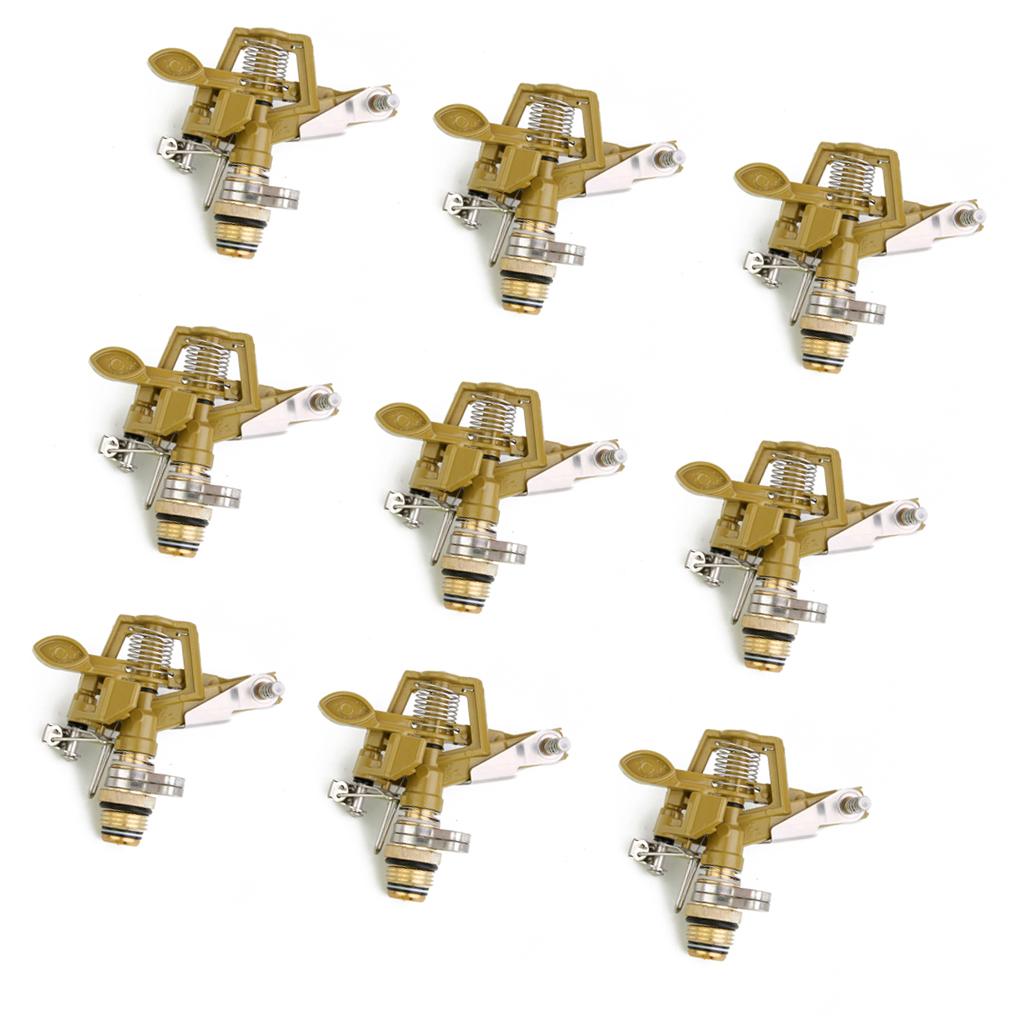 9x Zinc Alloy Impact Sprinkler Garden Lawn Watering Irrigation Spray Head