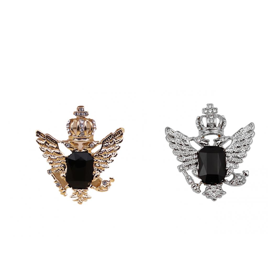 2pcs Vintage Men Suit Shirt Rhinestone Crystal Angel Collar Pin Clip Brooch