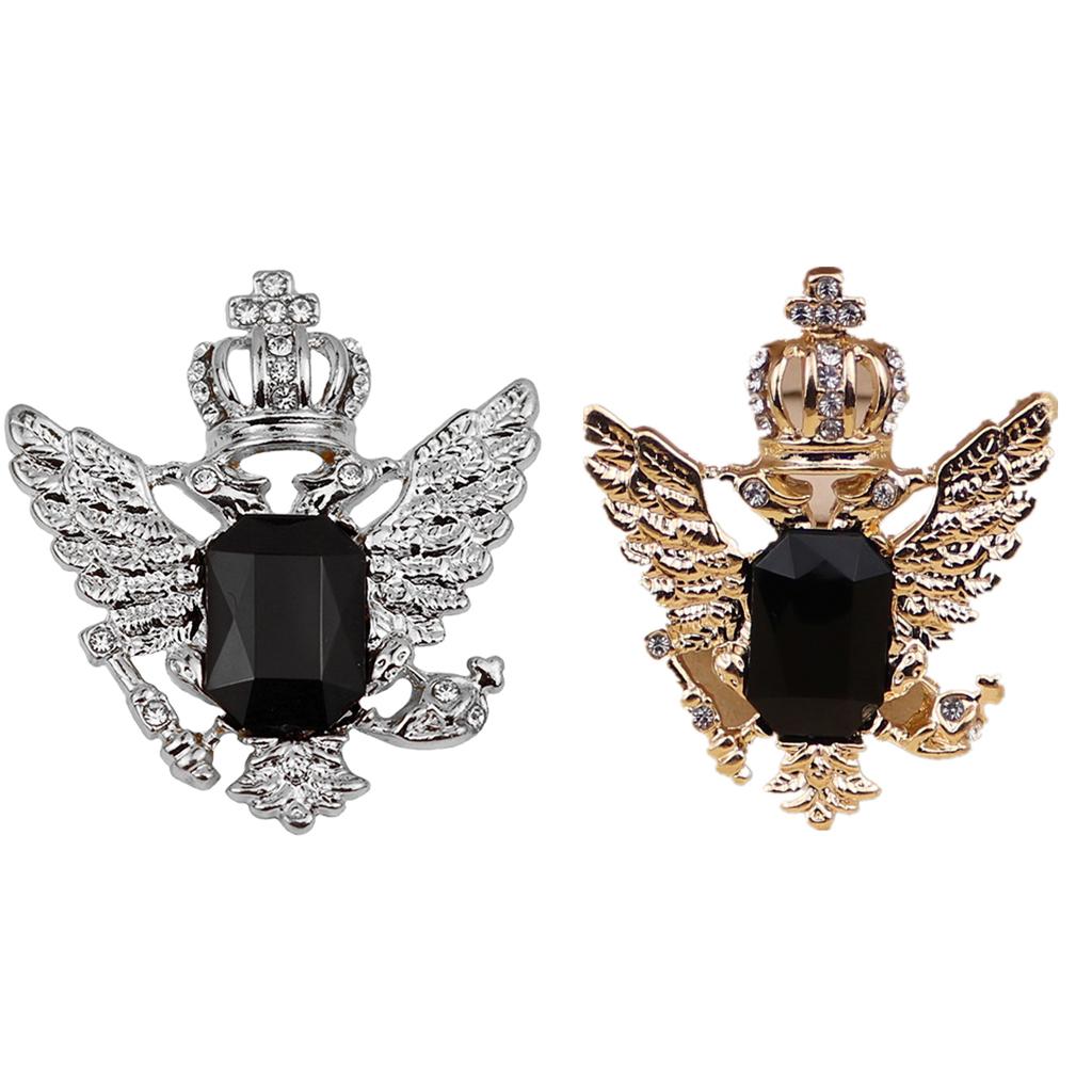2pcs Vintage Men Suit Shirt Rhinestone Crystal Angel Collar Pin Clip Brooch
