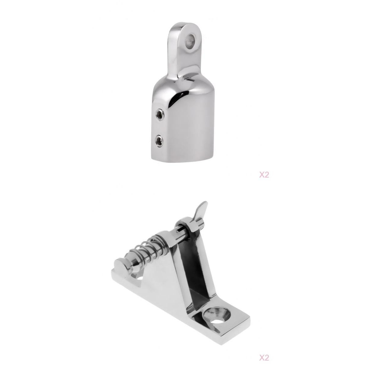 2 Pieces Marine Boat Deck Hinge for 2 Pieces Eye End Cap Bimini Top Fitting