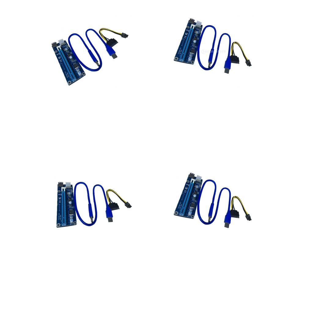 1X to 16X PCI-Express Card Extension Cable Power Riser Mining 4pcs