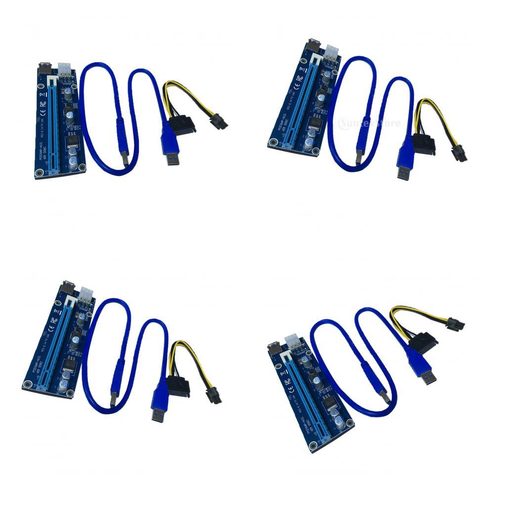 1X to 16X PCI-Express Card Extension Cable Power Riser Mining 4pcs