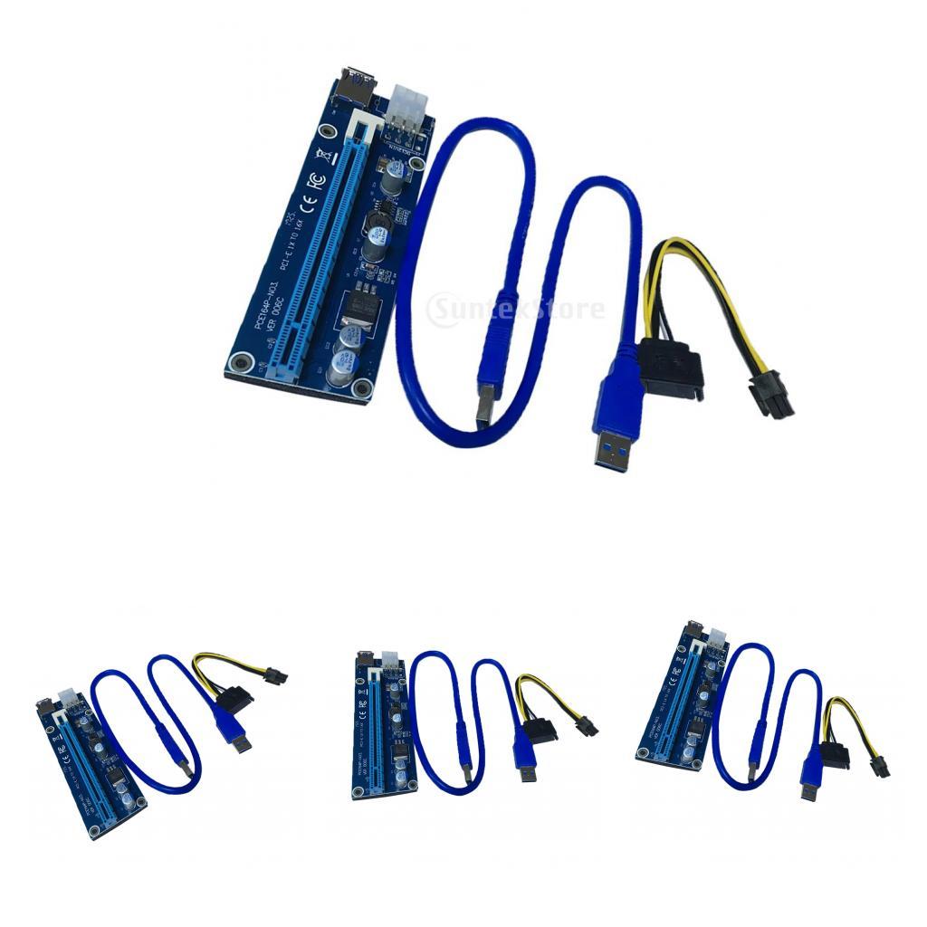 1X to 16X PCI-Express Card Extension Cable Power Riser Mining 4pcs