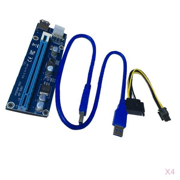 1X to 16X PCI-Express Card Extension Cable Power Riser Mining 4pcs