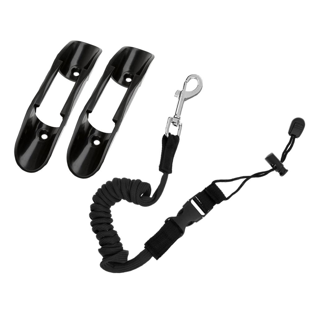 2 Pieces Kayak Canoe Boat Paddle Clip Holder Keeper + Paddle Leash Lanyard