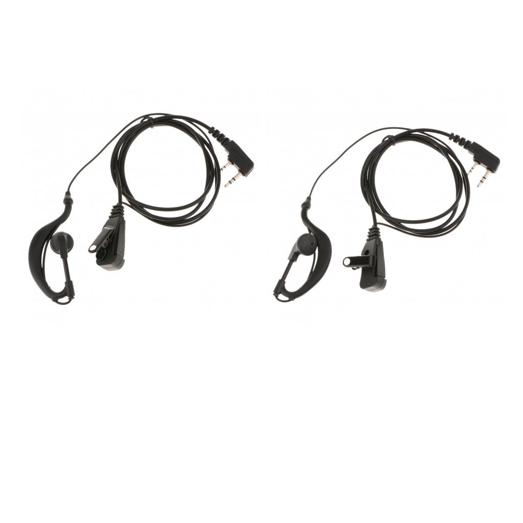 2 Pieces Clip Walkie Talkie Headset Earpiece Mic for 2 PIN Kenwood Baofeng