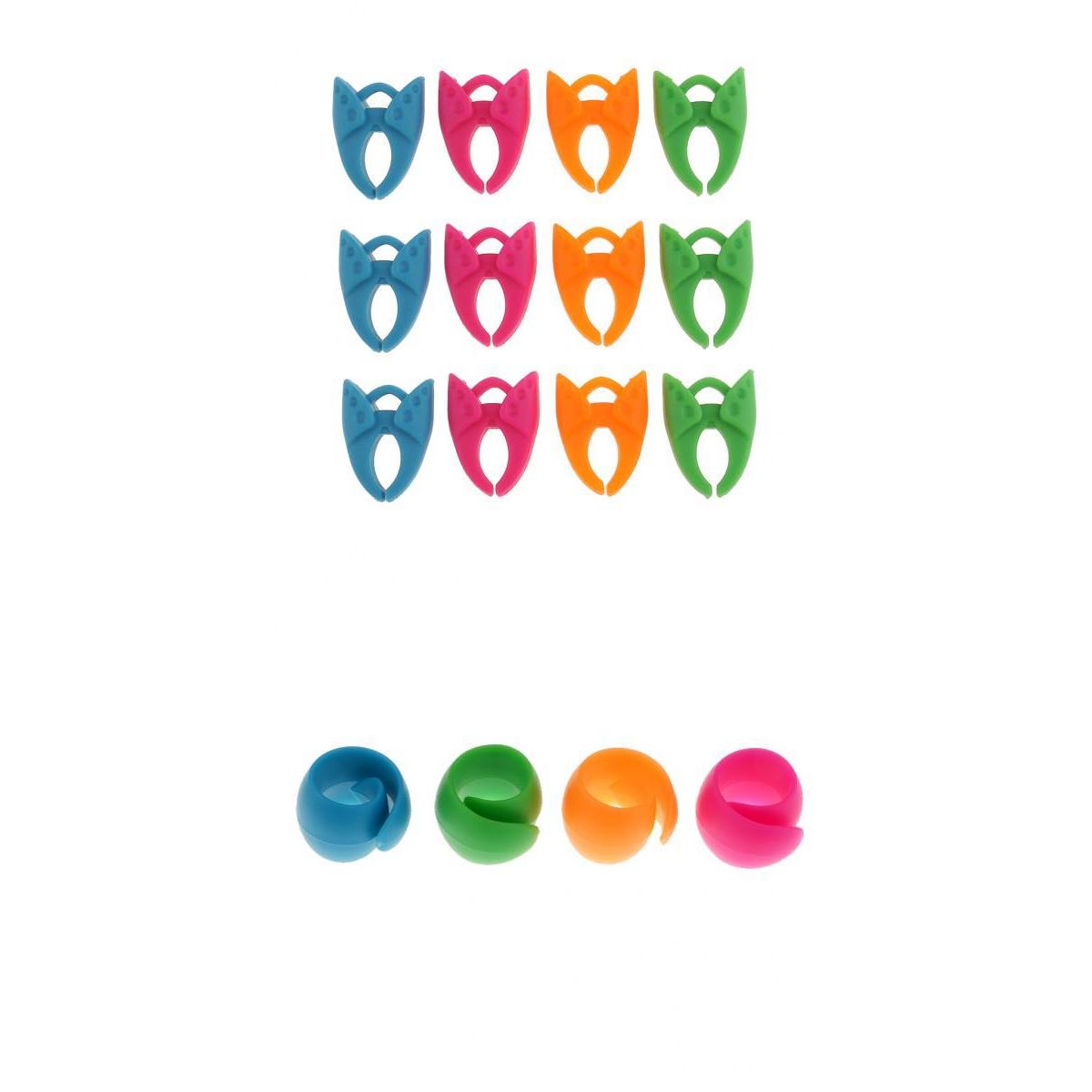 12 Pieces Silicone Bobbin Holders Clips and 4 Pieces Thread Spool Huggers
