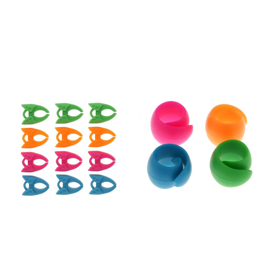12 Pieces Silicone Bobbin Holders Clips and 4 Pieces Thread Spool Huggers