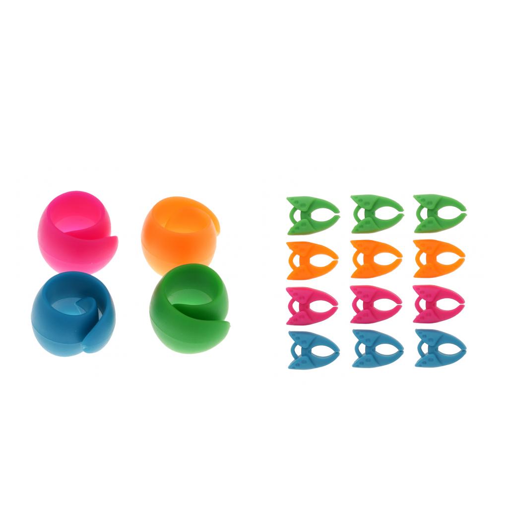 12 Pieces Silicone Bobbin Holders Clips and 4 Pieces Thread Spool Huggers