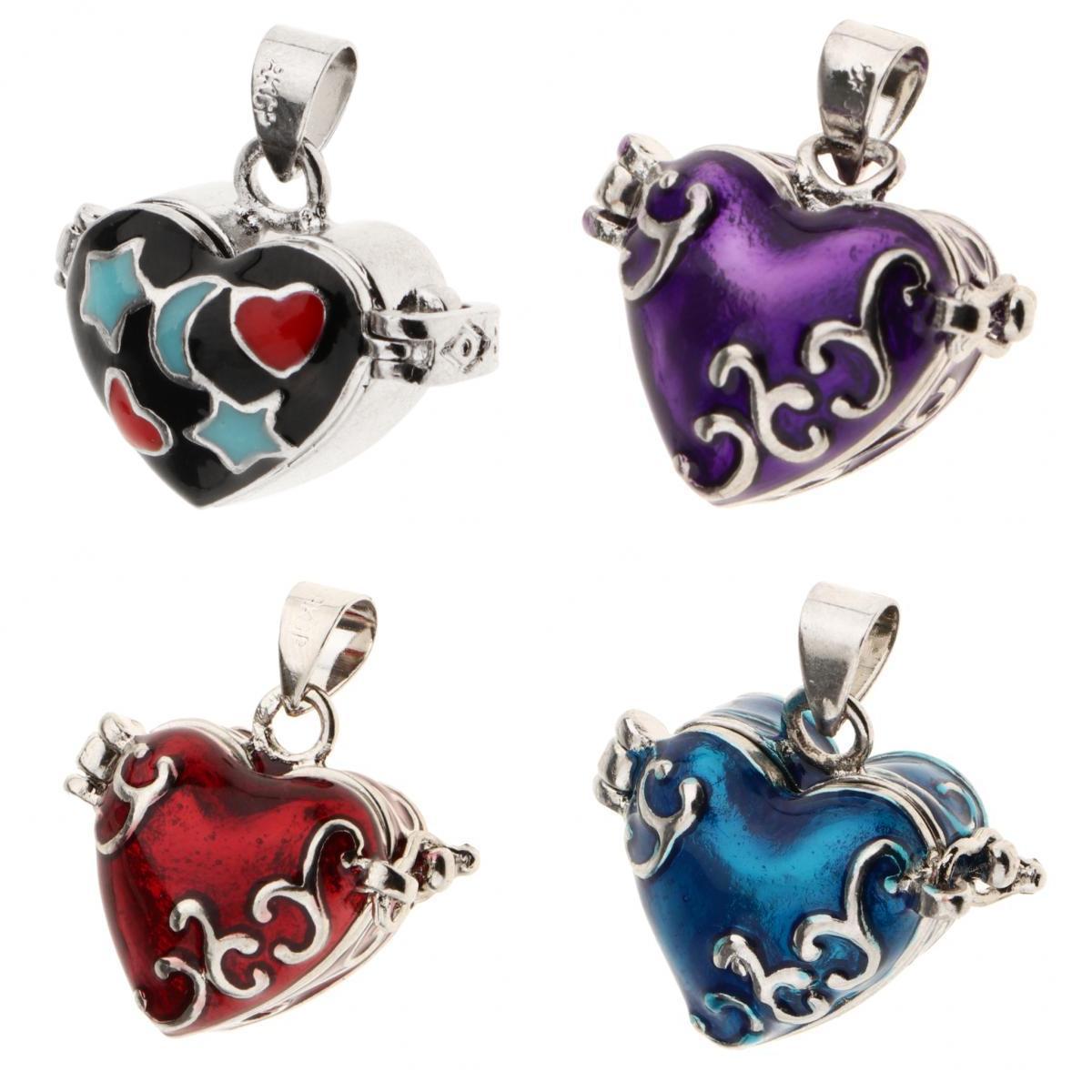 4 Pieces Heart Enamel Cremation Keepsake Urn Pendant Fit Necklace Jewelry