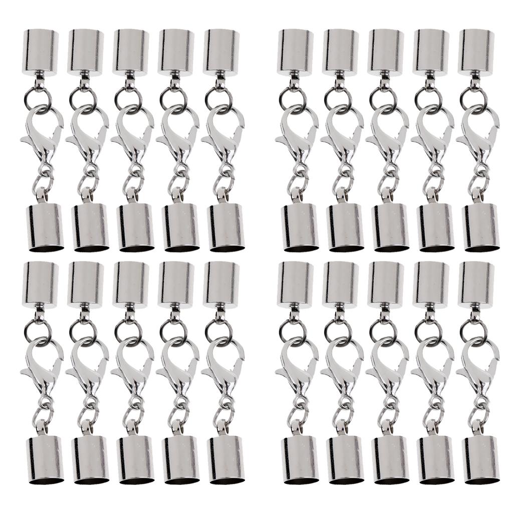 10 Pieces Silver Barrel Beads Leather Cord Ends Caps Jewelry Making DIY