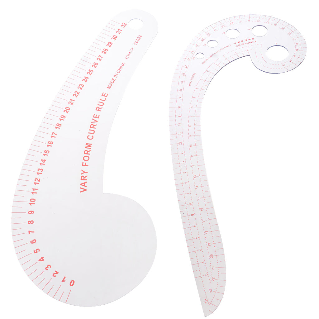 2pcs Useful Comma French Curve Metric Ruler for Tailoring Dressmaking Craft