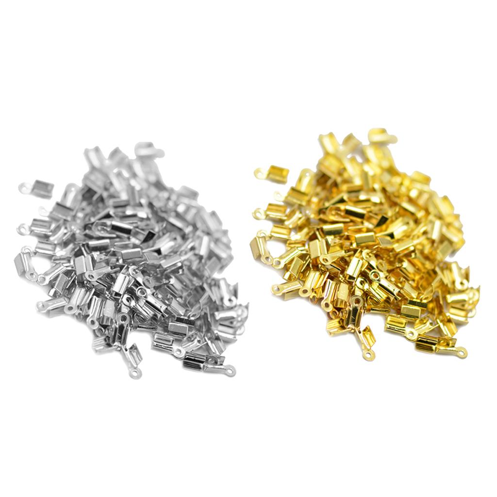 200Pcs Cord Ribbon Clamp End Crimps Findings 10 x 4.5mm for Jewelry Making