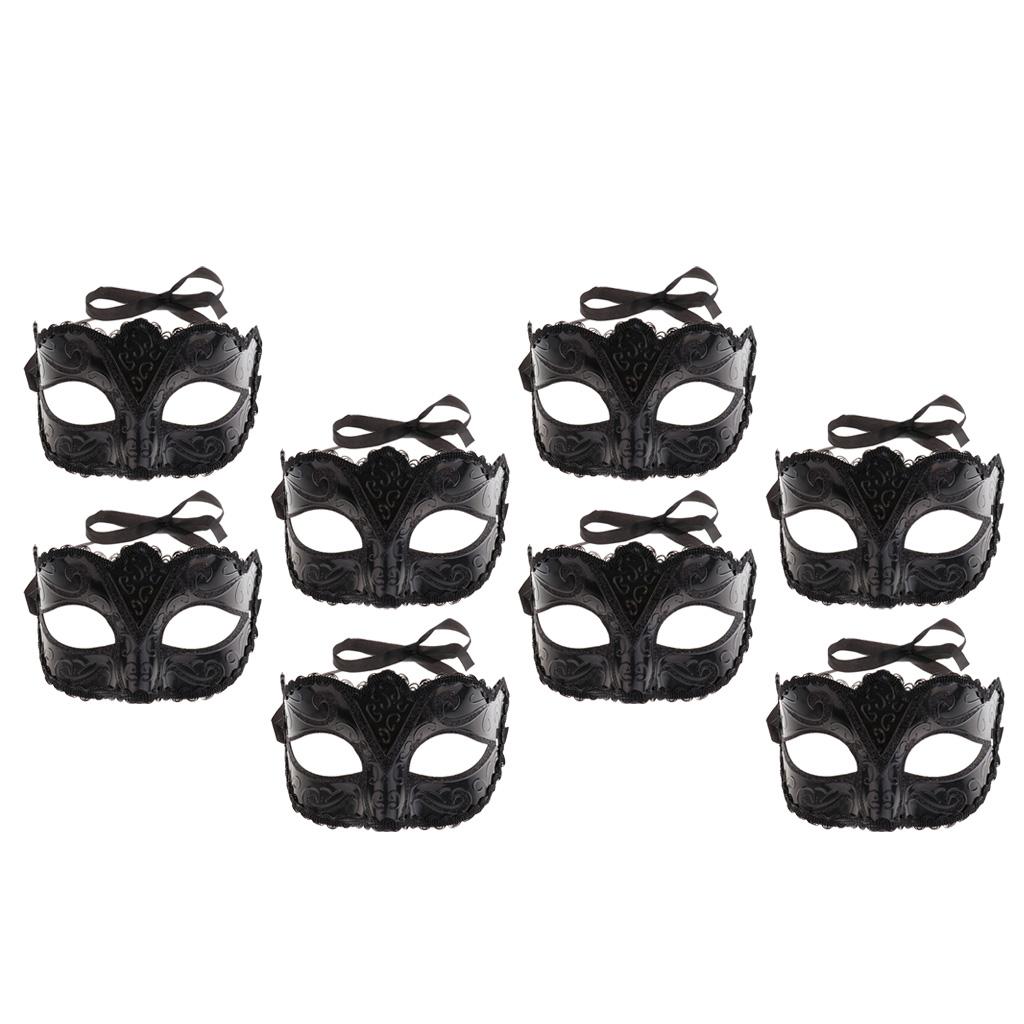 8 Pieces Women Mens Masquerade Ball Mask Venetian Party Eye Mask Black