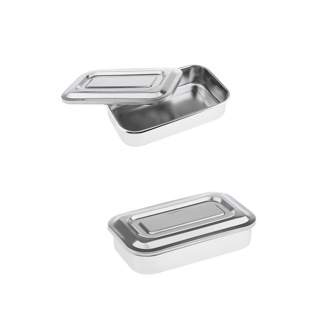 2x Steel Instrument Storage Hole Box & Lid Tools Veterinary