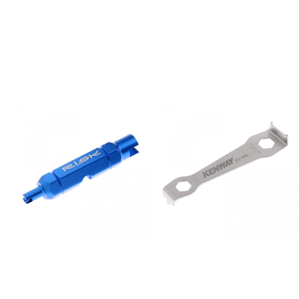 Bicycle Tire Valve Core Removal Tool+Bike Chainring Bolt Peg Spanner Wrench