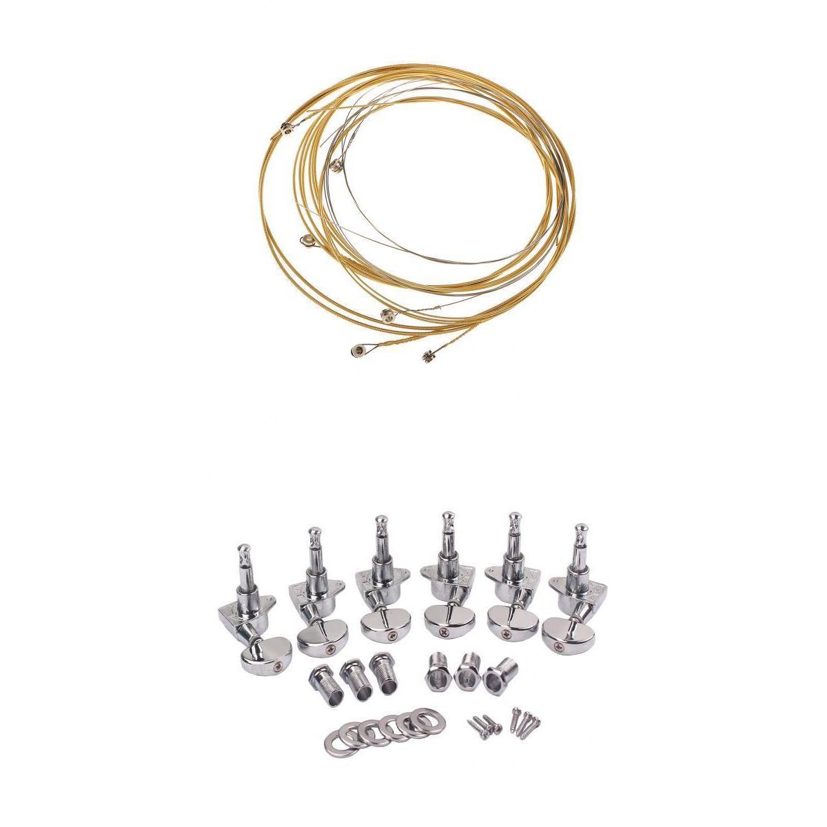 1 Set 3L3R Guitar Tuning Pegs Keys with Strings for Acoustic Electric Guitar