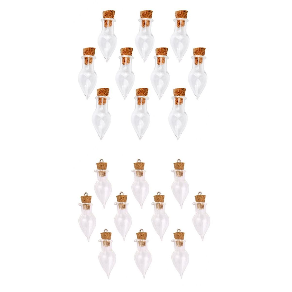 20 Piece Glass Cork Bottles Tear Drop Jars Vial Wishing Bottle DIY Pendants