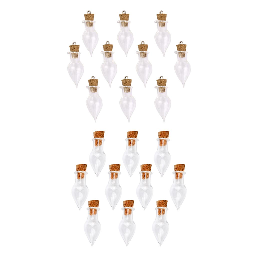 20 Piece Glass Cork Bottles Tear Drop Jars Vial Wishing Bottle DIY Pendants