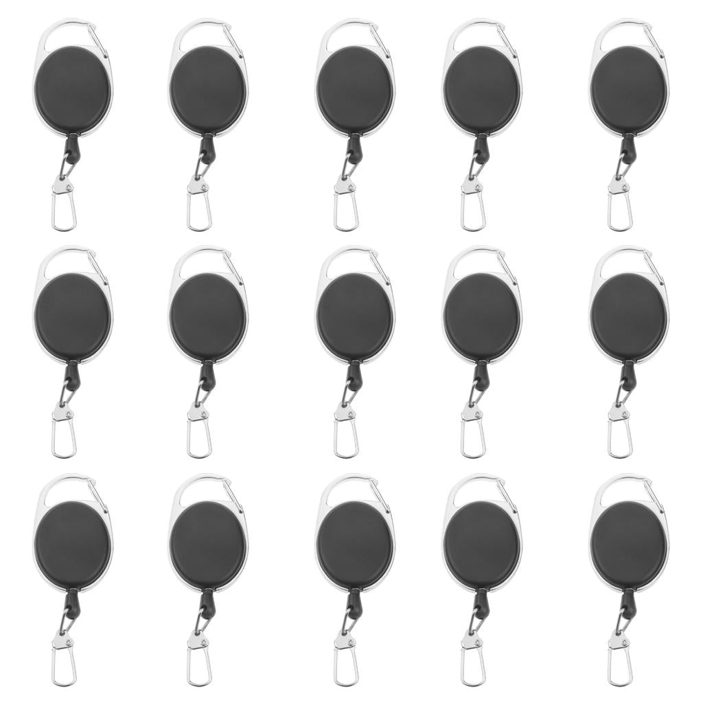 15pcs Retractable Extendable Metal Wire Key Chain Ring Clip Pull Keyring