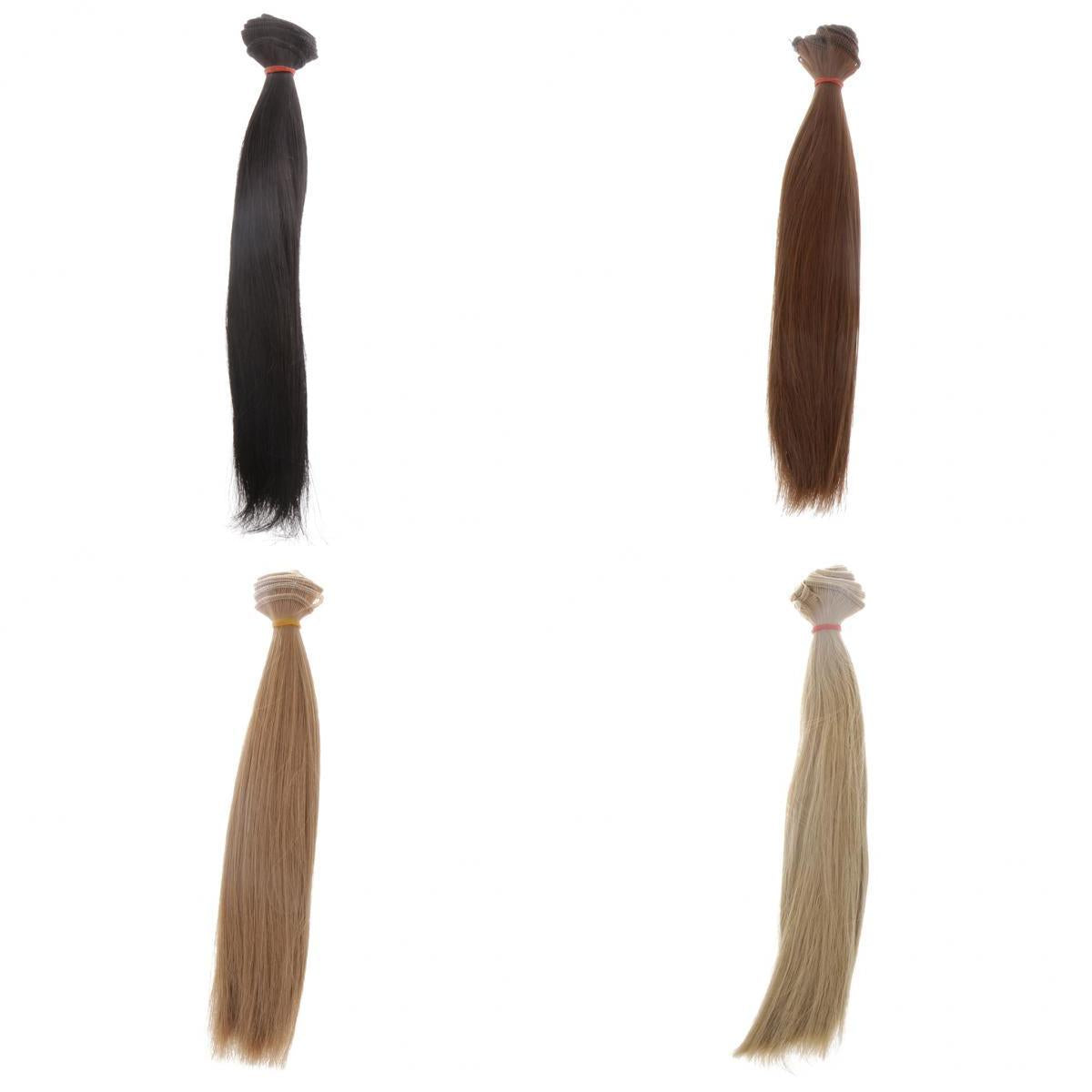 4pcs Doll Long Straight Wig Hair fits 1/3 1/4 BJD Making Repair Accessories