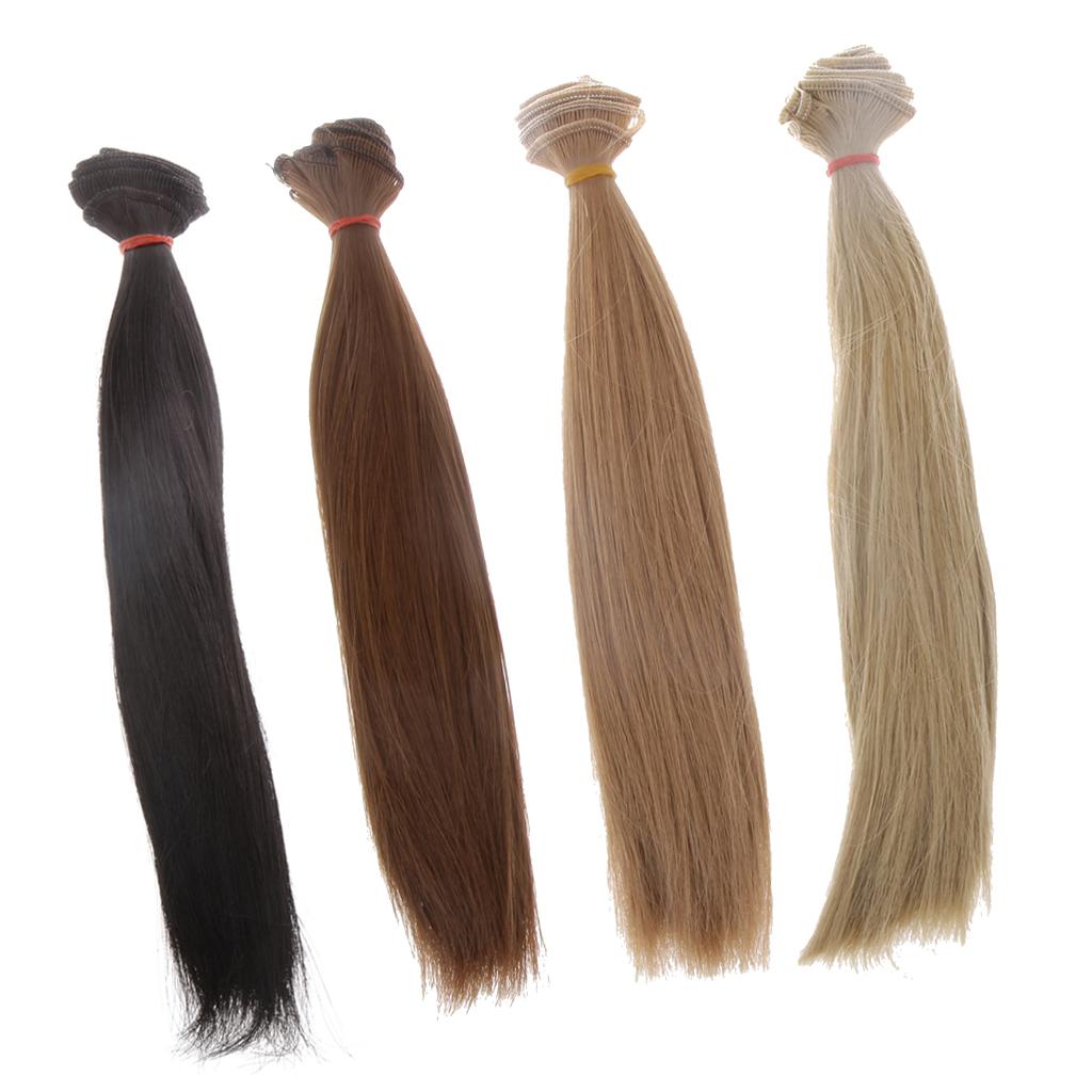 4pcs Doll Long Straight Wig Hair fits 1/3 1/4 BJD Making Repair Accessories