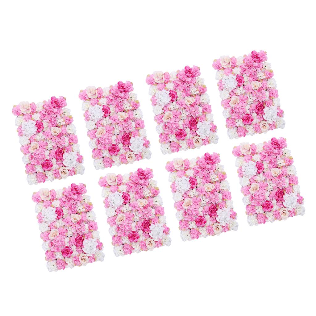 8 Pieces Artificial Flower Wall Panels Wedding Venue Decor Hot Pink