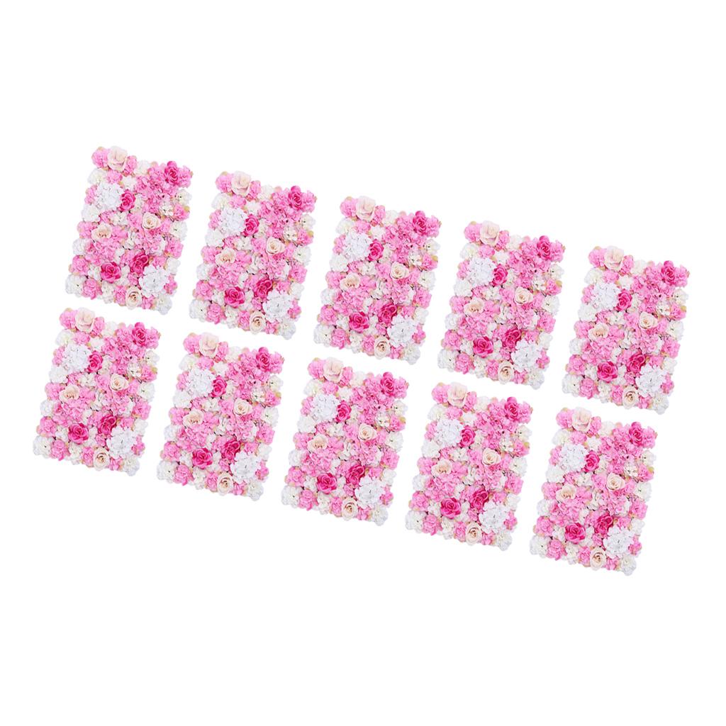 10 Pieces Artificial Flower Wall Panels Wedding Venue Decor Hot Pink