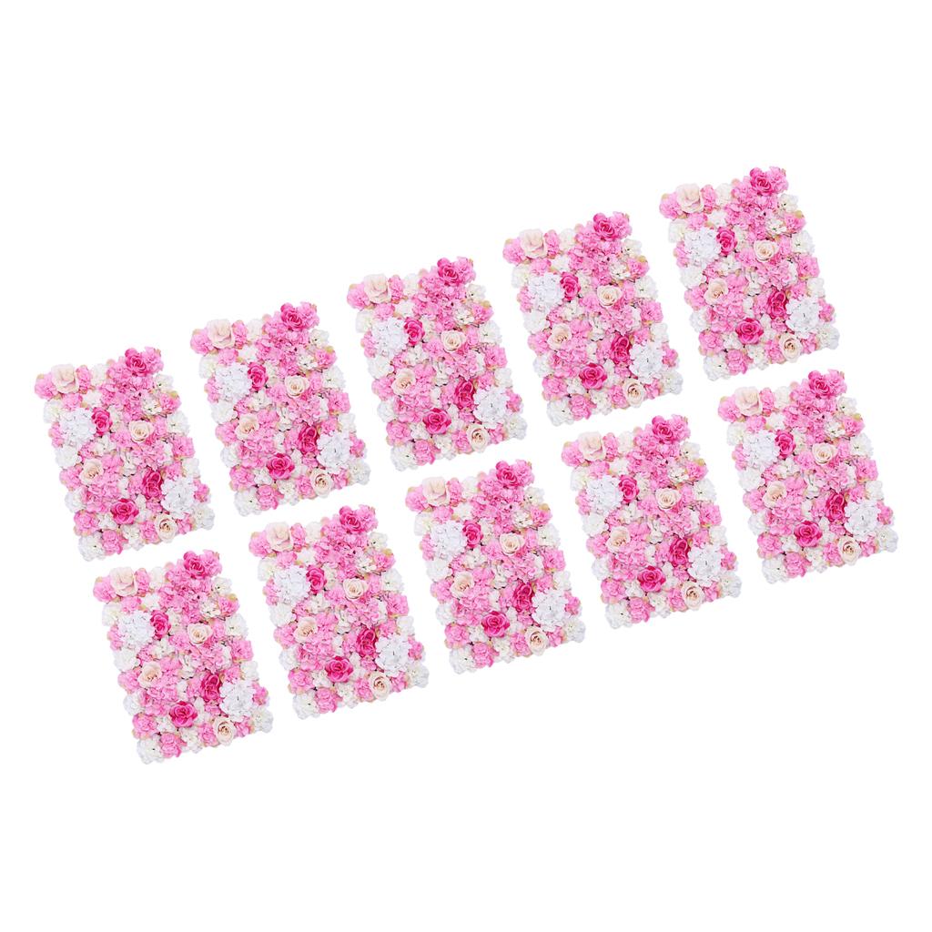 10 Pieces Artificial Flower Wall Panels Wedding Venue Decor Hot Pink
